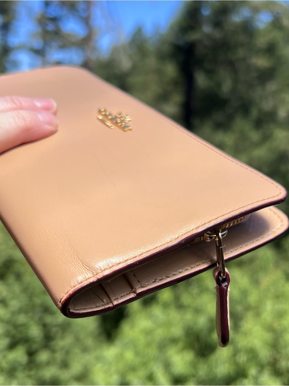 COACH Tan Leather Slim Wallet Credit Card Holder with Gold Hardware AUTHENTIC - Picture 10 of 13